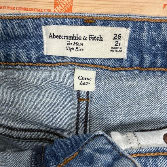 Abercrombie & Fitch Women's Blue Jeans Size 26/2 The Mom High Rise Curve Love - Picture 8 of 14